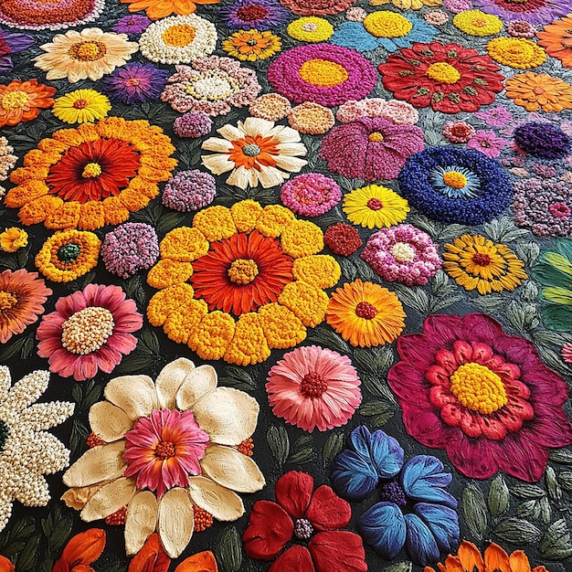 haftowane detale kwiatów